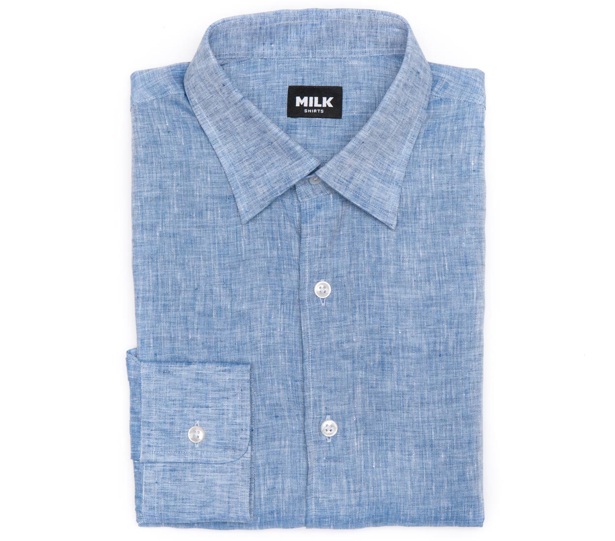 Azure Dark Blue Linen Shirt - Image 3