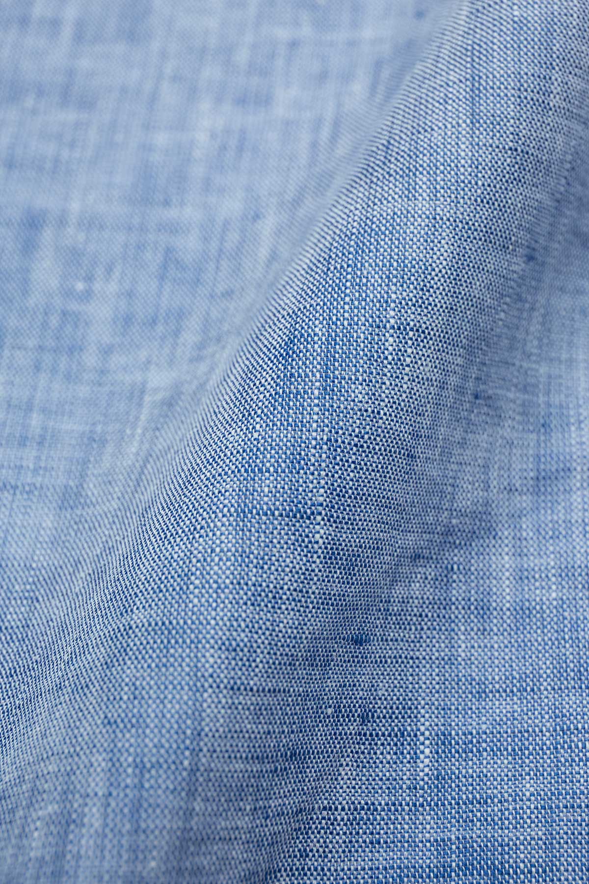 Azure Dark Blue Linen Shirt - Image 5