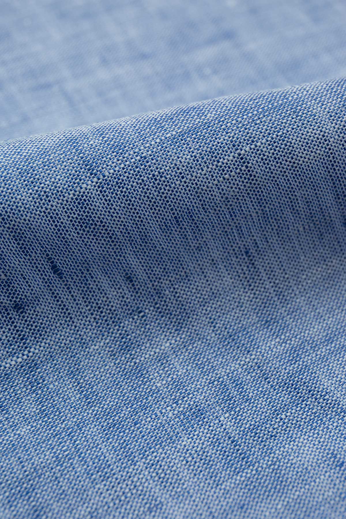 Azure Dark Blue Linen Fabric - Image 3