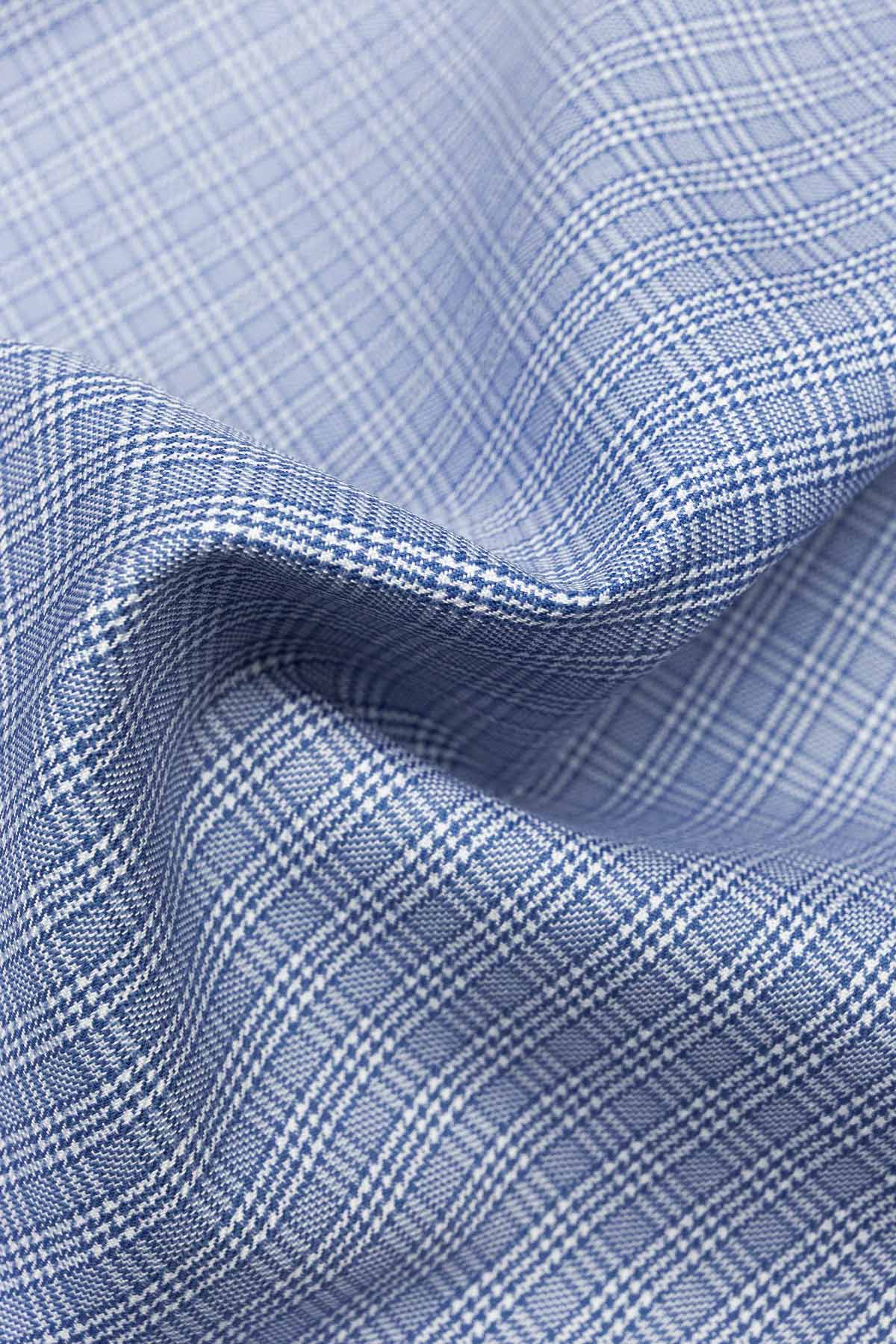 Strata 120s Blue Multi Check Twill Fabric - Image 2